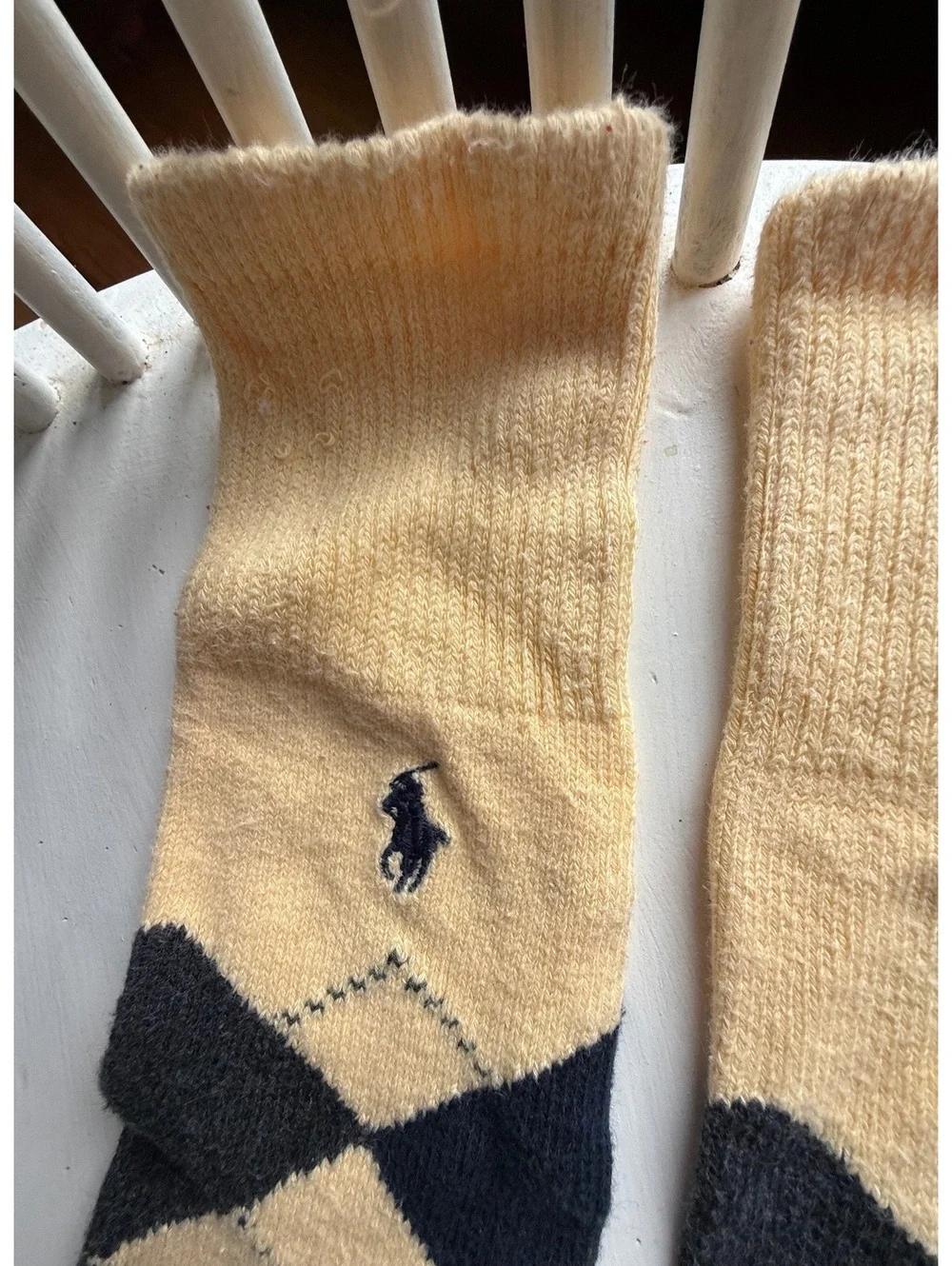 Ralph Lauren Argyle Pattern Crew Socks in Yellow and Black